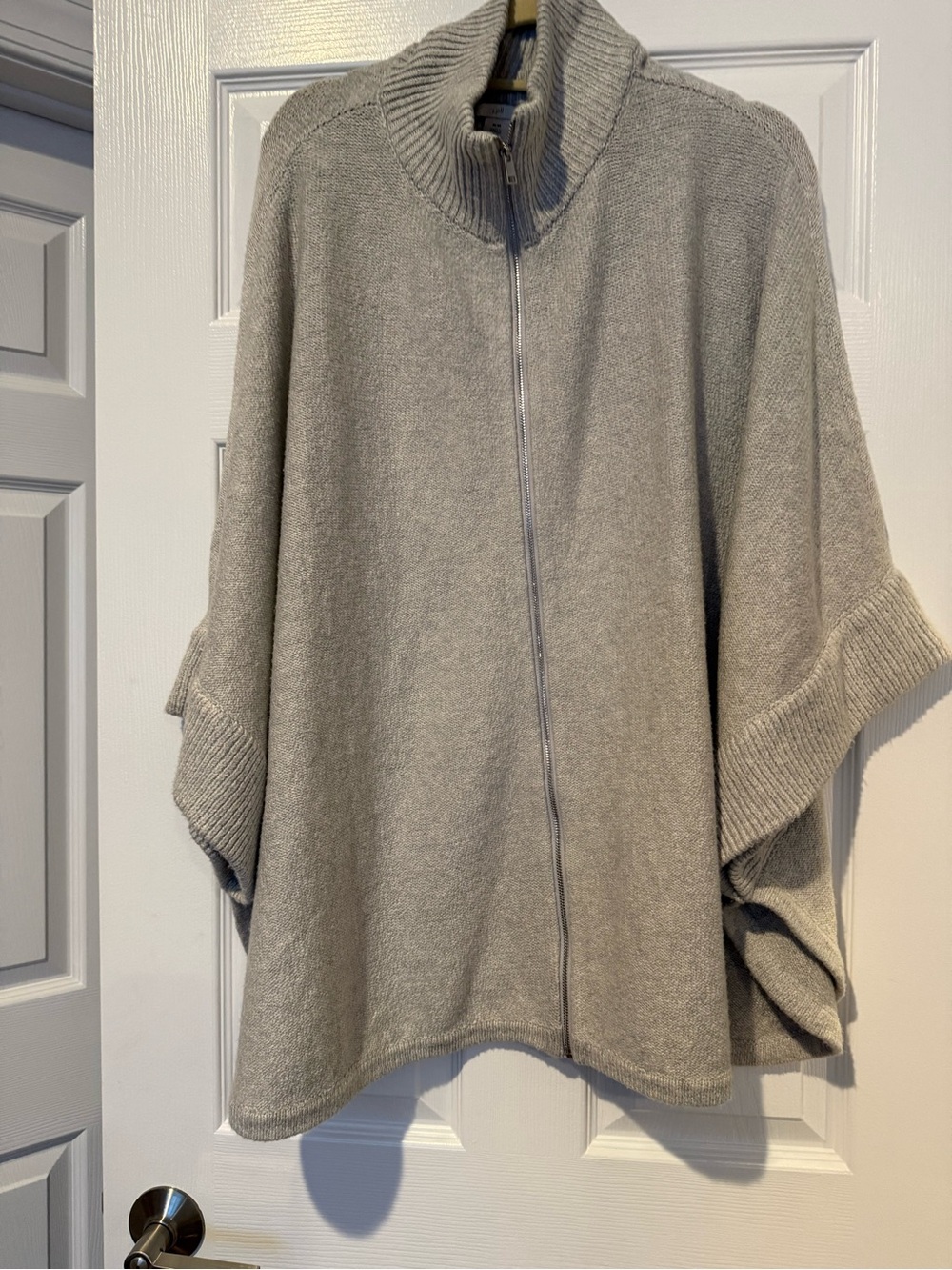 J. Jill Light Gray Zip-Front Knit Poncho